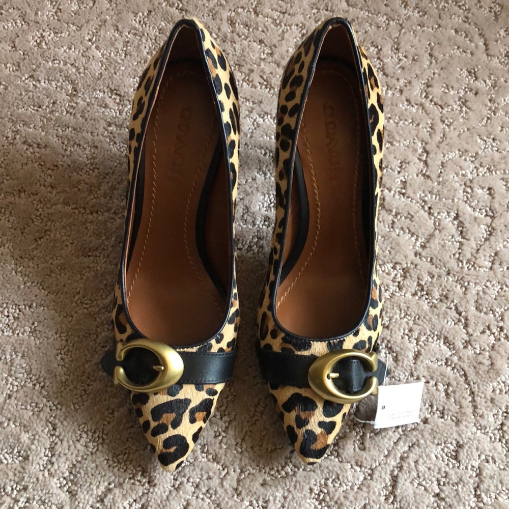 New! Coach Waverly Calf Hair Leopard Pump 7 - Picture 2 of 7